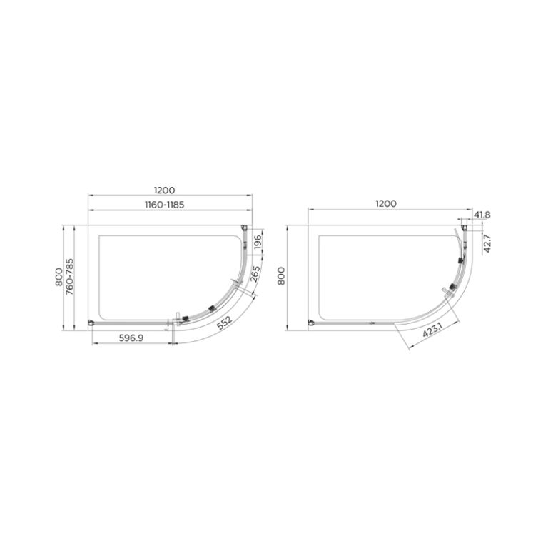 Aquadart Venturi 8 Single Door Quadrant Enclosure 1200x800mm