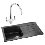 Abode Oriel 1 Bowl Inset Black Granite Sink & Astral Tap Pack