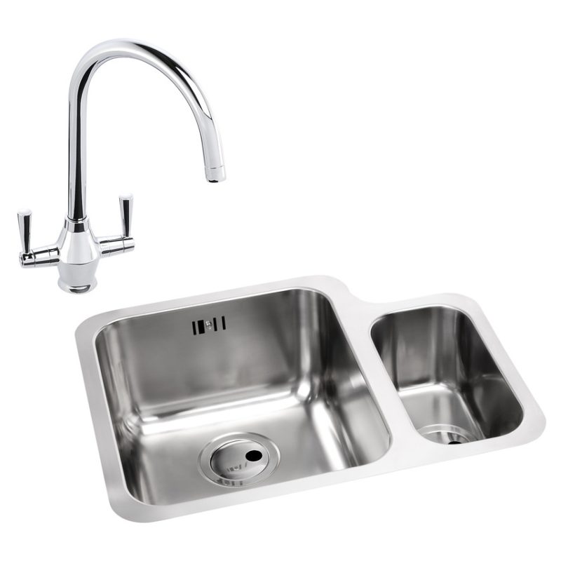 Abode Matrix 1.5 Bowl LHMB Undermount Steel Sink & Astral Tap Pack