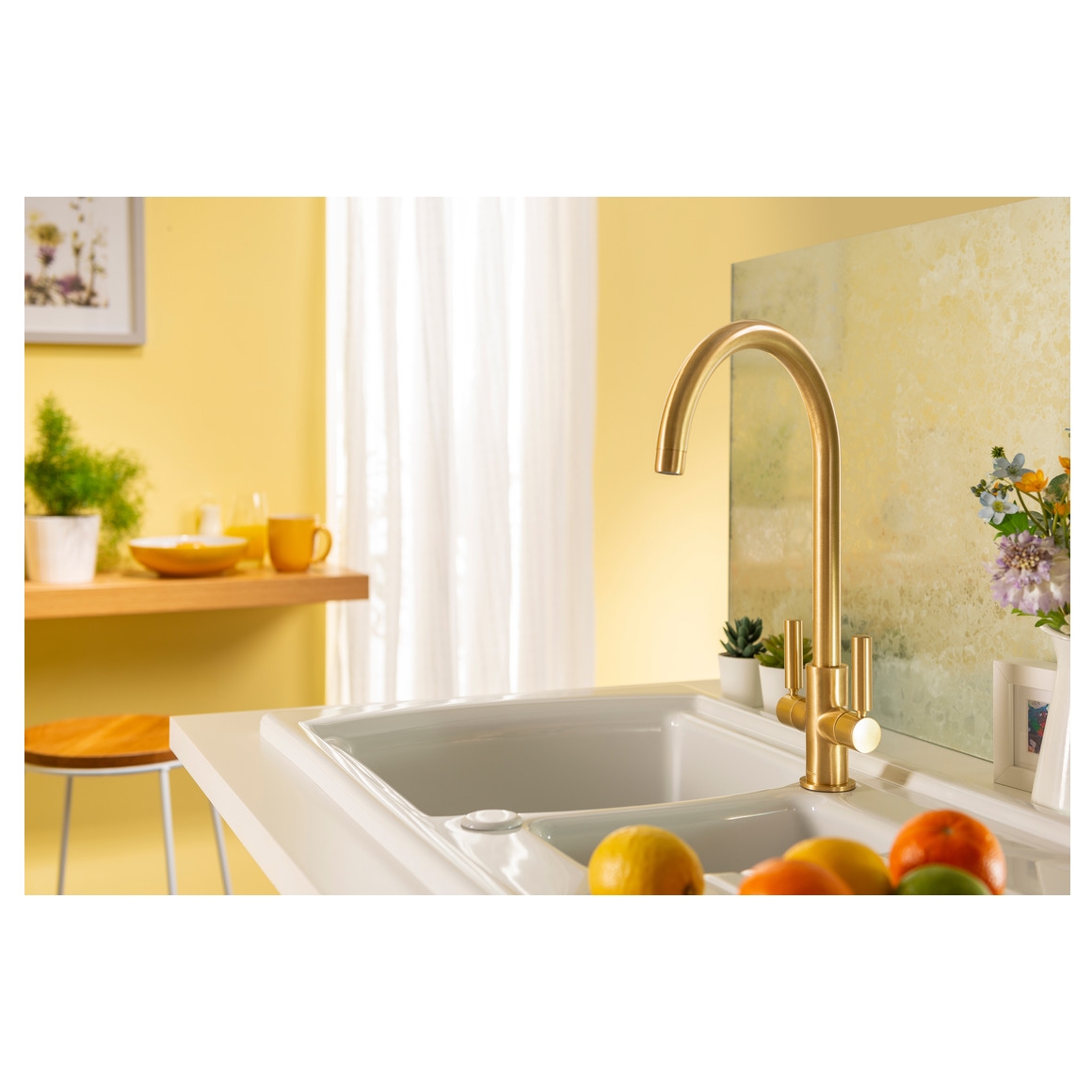 Abode Globe Monobloc Kitchen Mixer Tap Brushed Brass