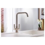 Abode Globe Quad Monobloc Kitchen Mixer Tap Brushed Nickel