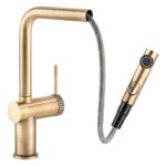 Abode Fraction Pull-Out Kitchen Mixer Tap Antique Brass