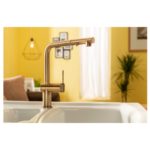 Abode Fraction Pull-Out Kitchen Mixer Tap Antique Brass