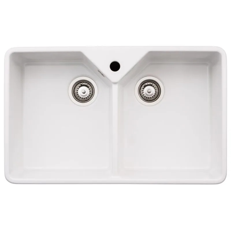 Abode Provincial Large 2 Bowl Undermount Sink White