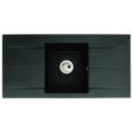 Abode Zero 1 Bowl & Double Drainer Granite Inset Sink Black Metallic