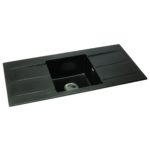 Abode Zero 1 Bowl & Double Drainer Granite Inset Sink Black Metallic