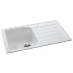 Abode Oriel 1 Bowl & Drainer Granite Inset Sink Frost White