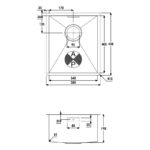 Abode Matrix R0 340mm Square 1 Bowl Undermount Sink Steel