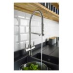 Abode 3 IN 1 Professional Monobloc Kitchen Tap Brushed Nickel