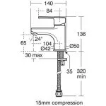 Armitage Shanks Sandringham Basin Mixer No Waste B3307