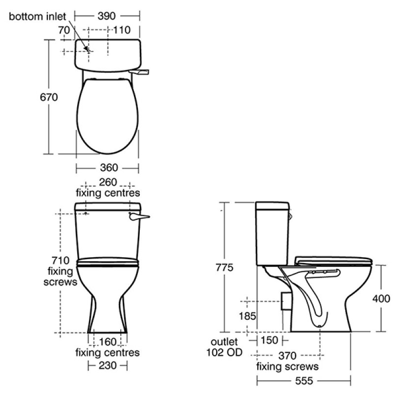 Armitage Shanks Sandringham 21 Toilet with Lever Cistern & Seat