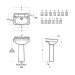 Armitage Shanks Royalex 510mm 2 Tap Hole Basin & Full Pedestal