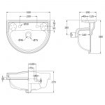 Bayswater Porchester 500mm 2 Tap Hole Basin