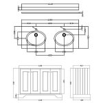 Bayswater Plummett Grey 1200mm 4 Door Basin Cabinet