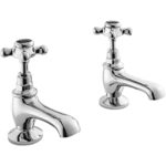 Bayswater Black Basin Taps with Crosshead & Hex Collar