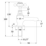 Bayswater Black Basin Taps with Crosshead & Hex Collar