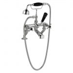 Bayswater Black Bath Shower Mixer with Crosshead & Hex Collar