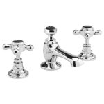 Bayswater Black 3 Hole Basin Mixer with Crosshead & Hex Collar