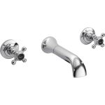 Bayswater Black Wall Bath Filler Tap with Crosshead Handles & Hex Collar