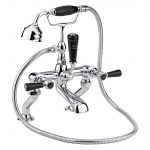 Bayswater Black Bath Shower Mixer with Lever & Hex Collar