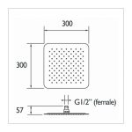 Bristan Stainless Steel Slimline 300mm Square Fixed Head