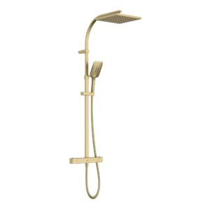 Bristan Qubo Thermostatic Bar Shower with Rigid Riser Brushed Brass