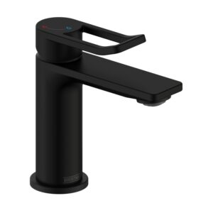 Bristan Saffron Eco Start Small Basin Mixer Tap with Clicker Waste Black