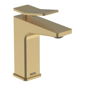 Bristan Tangram Eco Start Basin Mixer with Clicker Waste Brushed Brass