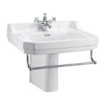 Burlington Edwardian 61cm 2 Hole Basin, Towel Rail & Semi Pedestal