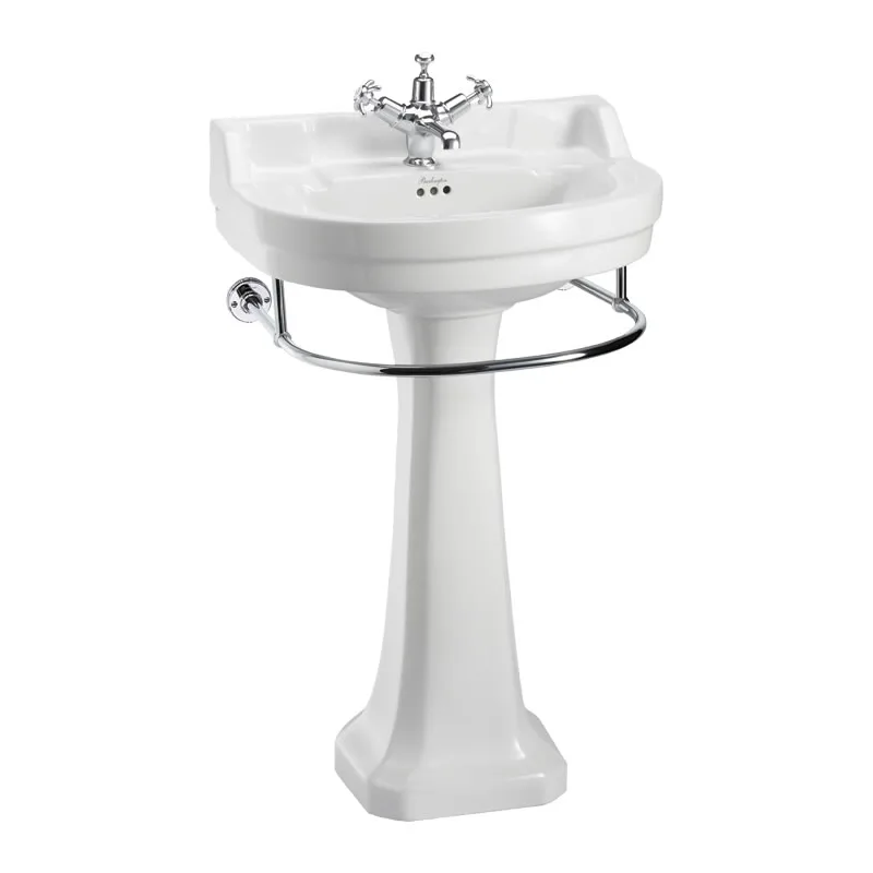 Burlington Edwardian Round 56cm 2 Hole Basin, Rail & Pedestal