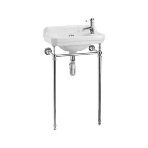 Burlington Edwardian 51cm 1 Hole Cloakroom Basin & Chrome Stand