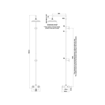 Burlington Eden Single Outlet Bar Valve with Rigid Riser & Rose