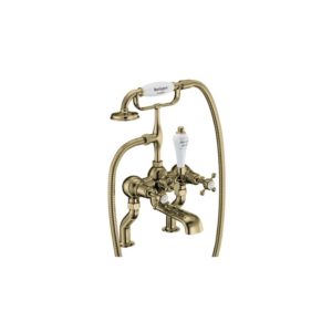 Burlington Claremont Bath Shower Mixer Gold/White