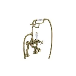 Burlington Claremont Regent Bath Shower Mixer Gold/White