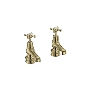 Burlington Claremont Regent Basin Taps 3" Gold/White