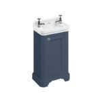 Burlington Cloakroom 1 Door Blue Basin Unit & 2 Hole Basin