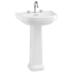 Burlington Riviera 58cm D Shape 3 Taphole Basin & Full Pedestal