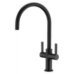 Clearwater Auva Twin Lever Kitchen Sink Mixer Tap Matt Black