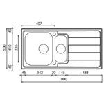 Clearwater Cresta 2 Bowl Inset Steel Kitchen Sink with Drainer 1160x500mm