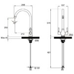 Clearwater Davina Twin Lever Kitchen Sink Mixer Brushed Nickel