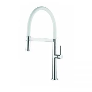 Clearwater Meridian Sink Mixer with Silicon Spout Brushed/White