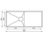 Clearwater Vortex 1 Bowl Undermount Steel Sink with Drainer 990x440mm