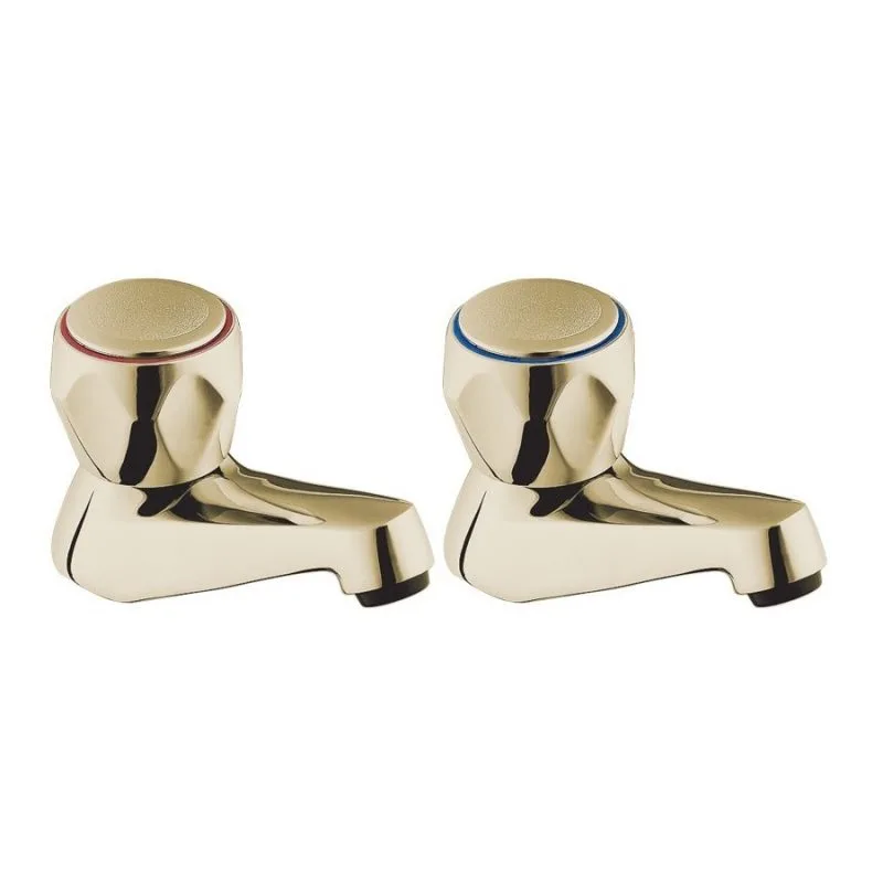 Deva Profile Pair of Basin Taps Gold