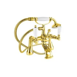 Deva Georgian Pillar Mounted Bath Shower Mixer Gold