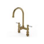 Ellsi 3 in 1 Traditional Bridge Hot Water Kitchen Mixer Brushed Gold/White