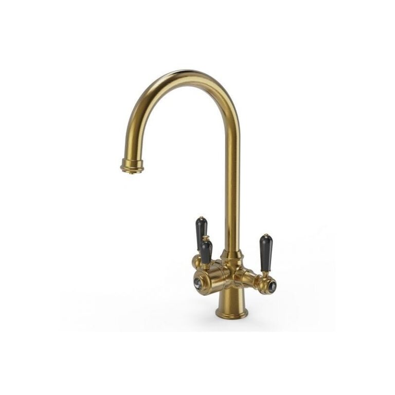 Ellsi 3 In 1 Cruciform Hot Water Kitchen Sink Mixer Brushed Goldblack 1000