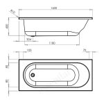 Essential Kingston Rectangular Bath 1600x700mm 0 Tap Holes White