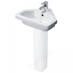 Essential Ivy Corner Pedestal Basin Only 450mm 1 Tap Hole White