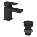 Essential Paron Mono Basin Mixer with Click Waste Matt Black