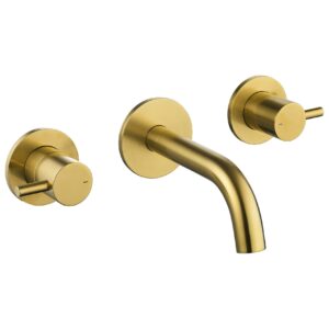 Flova Levo 3 Hole Wall Mounted Basin / Bath Mixer Brushed Gold